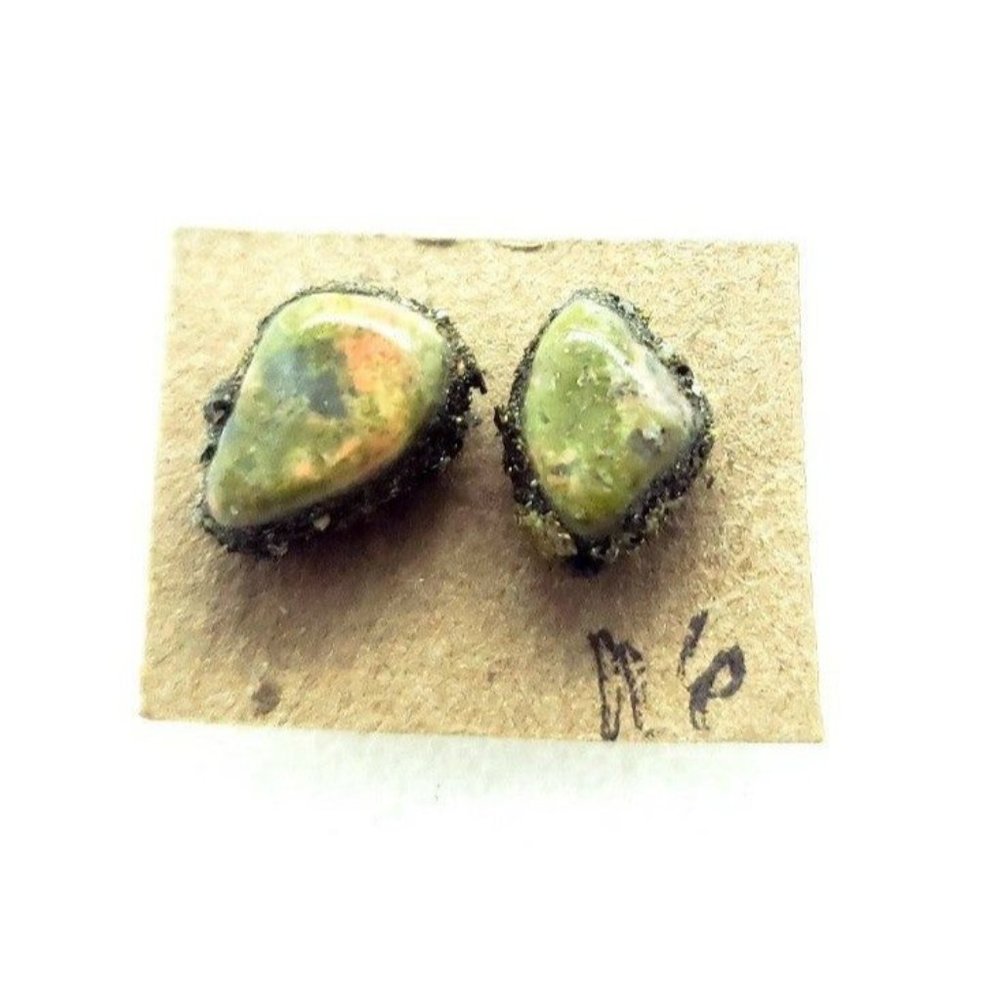 Unakite and pyrite crystal earrings #116